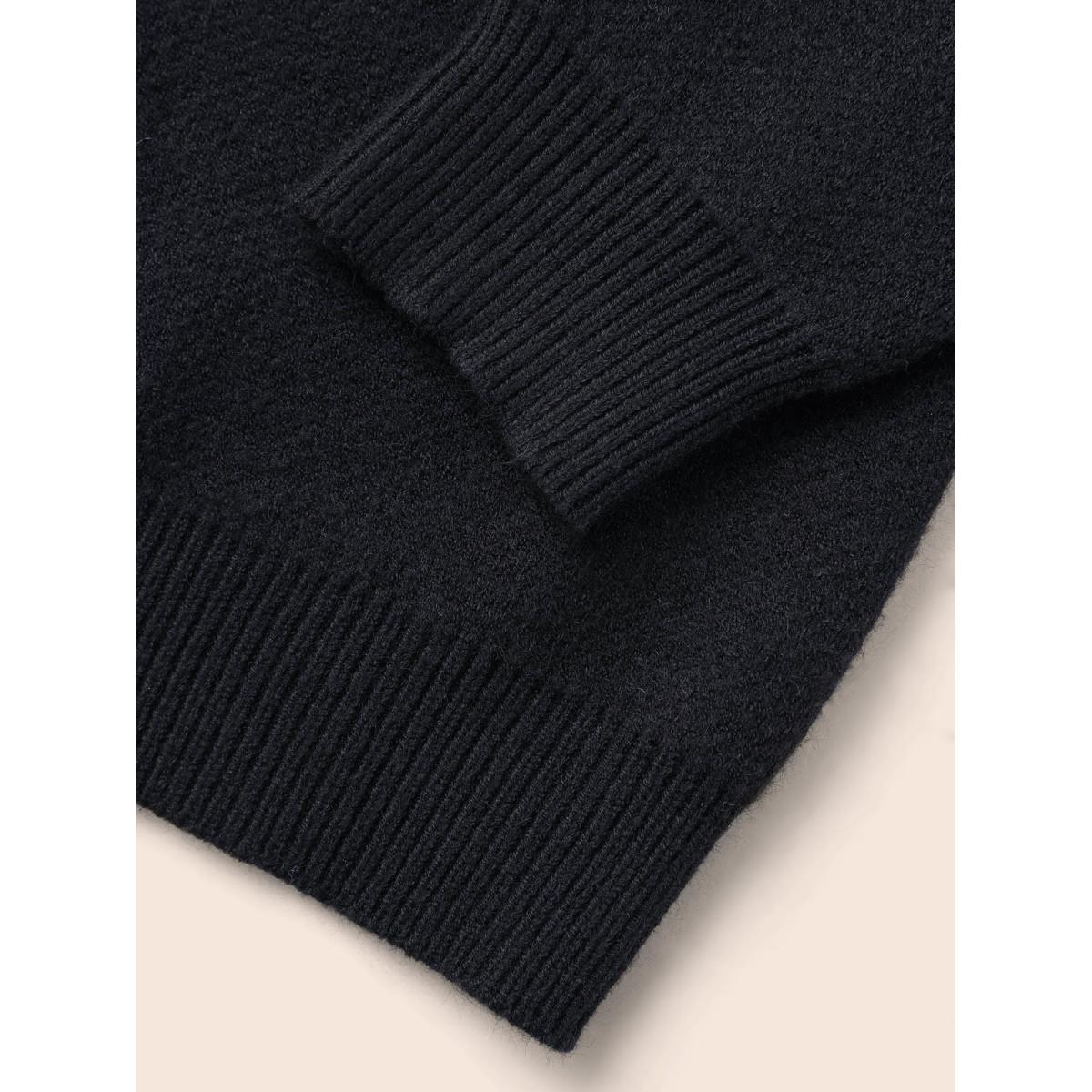 Plus Size Round Neck Floral Contrast Texture Pullover Indigo Women Playful Long Sleeve Round Neck Casual Pullovers BloomChic 30/6X Product Image