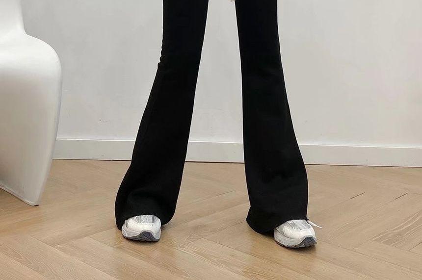 Drawstring Waist Plain Flared Sweatpants Product Image