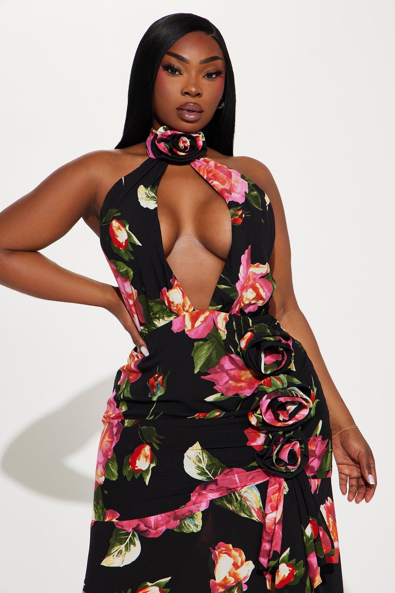 Pick Me Chiffon Maxi Dres - Black/combo Product Image