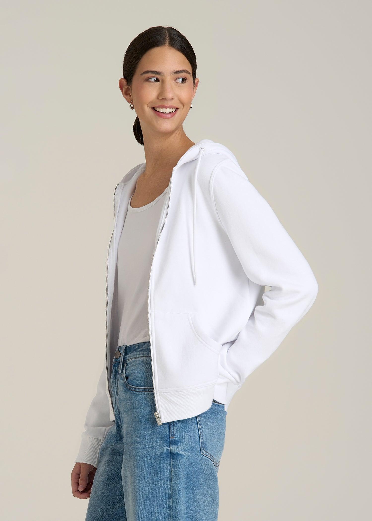 Wearever Fleece Full-Zip Hoodie for Tall Women in Optic White Female Product Image