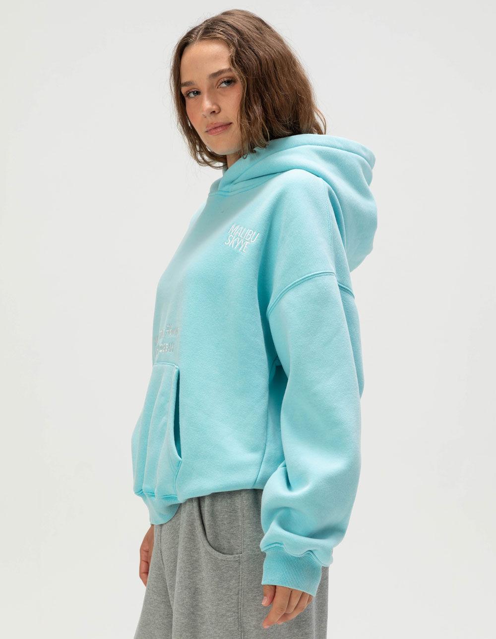MALIBU SKYYE Flowers Meet Womens Hoodie - TURQUOISE Product Image