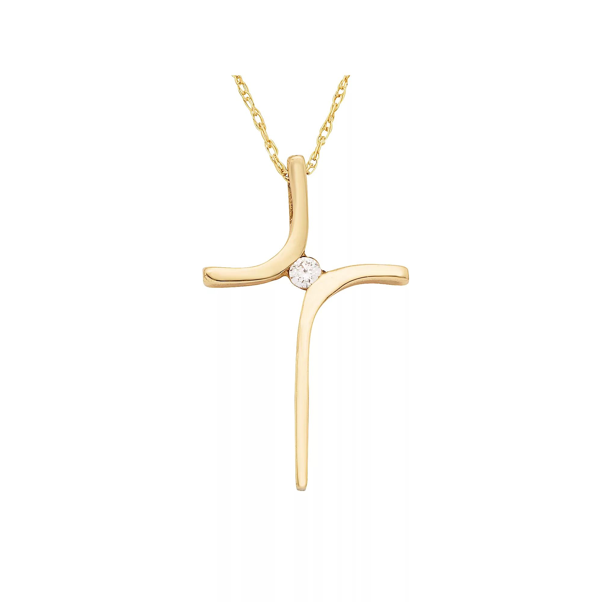 10k Gold Diamond Accent Cross Pendant Necklace, Women's, Size: 18", White Product Image