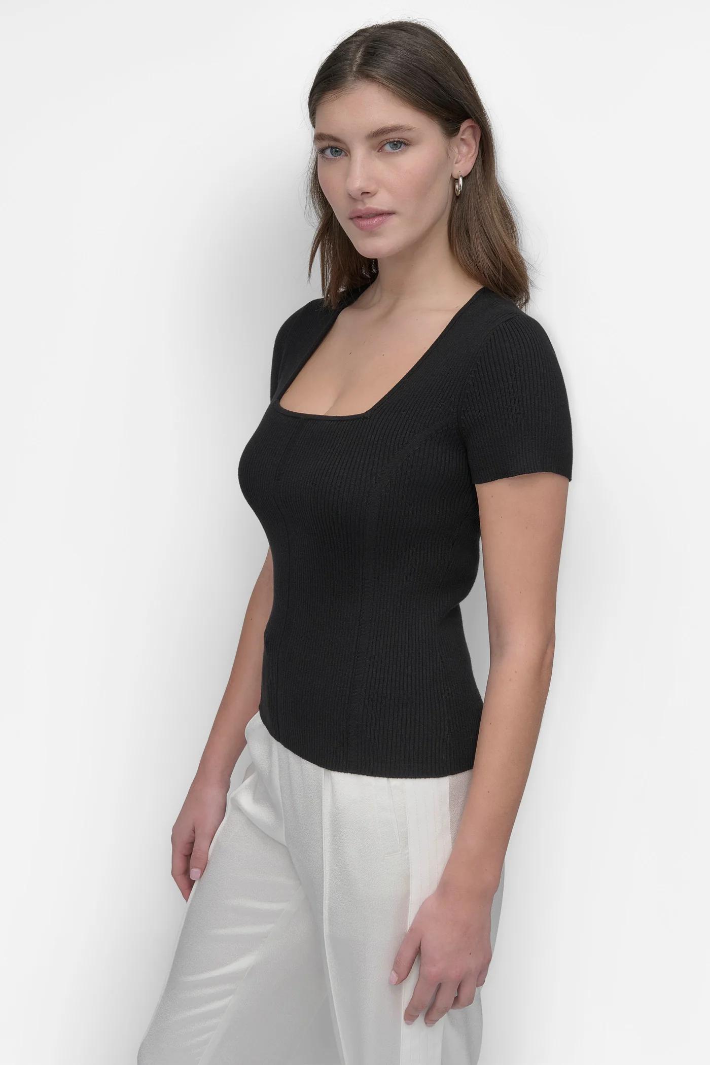 CAP SLEEVE SQUARE NECK SWEATER Product Image