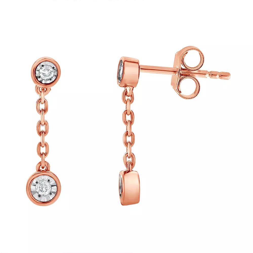 Diamond Brilliance Sterling Silver 1/10 Carat T.W. Lab-Grown Diamond Dangling Earrings, Women's, Pink Tone Product Image