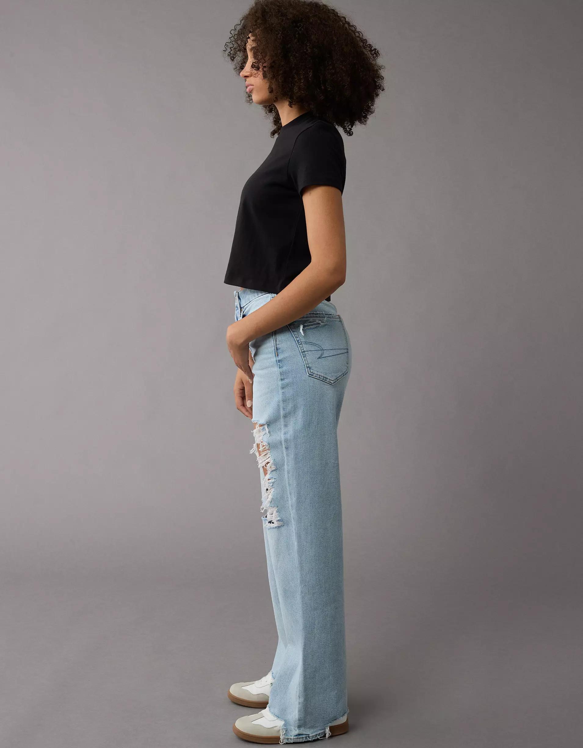 AE Strigid Curvy Ripped Super High-Waisted Baggy Straight Jean Product Image
