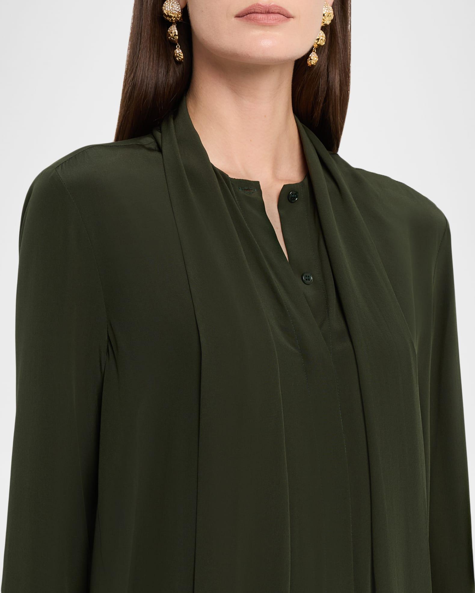 Scarf-Neck Hi-Low Silk Georgette Dress Product Image