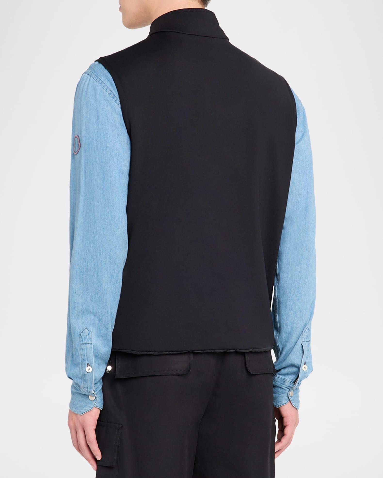 Men's Full-Zip Leather-Emblem Vest Product Image