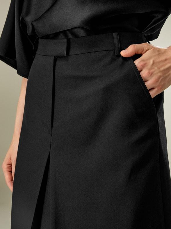 LILYSILK Womens Wool Skirt - Black Wool Silk - Perfect Wardrobe Staples Basic Style Bottoms 16 Product Image