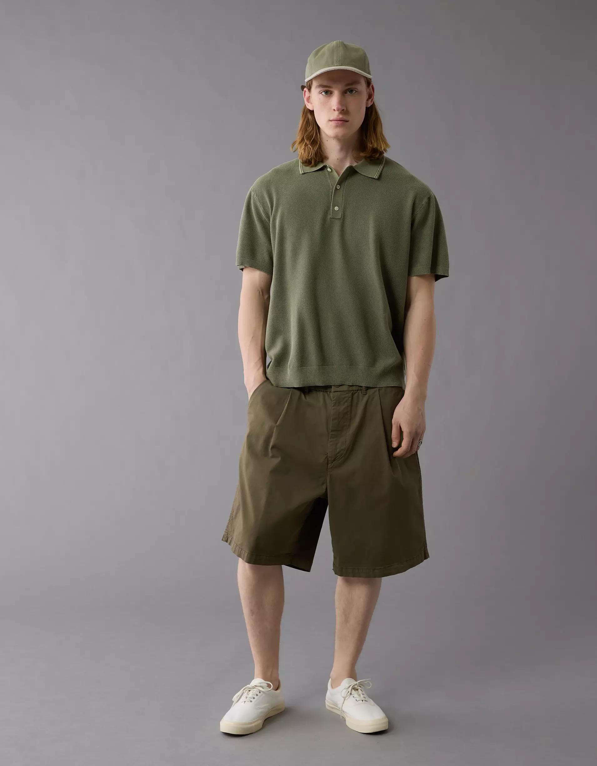 AE Weekend Washed Sweater Polo Shirt Product Image