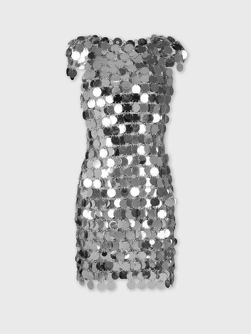 The iconic Silver sparkle discs dress Product Image