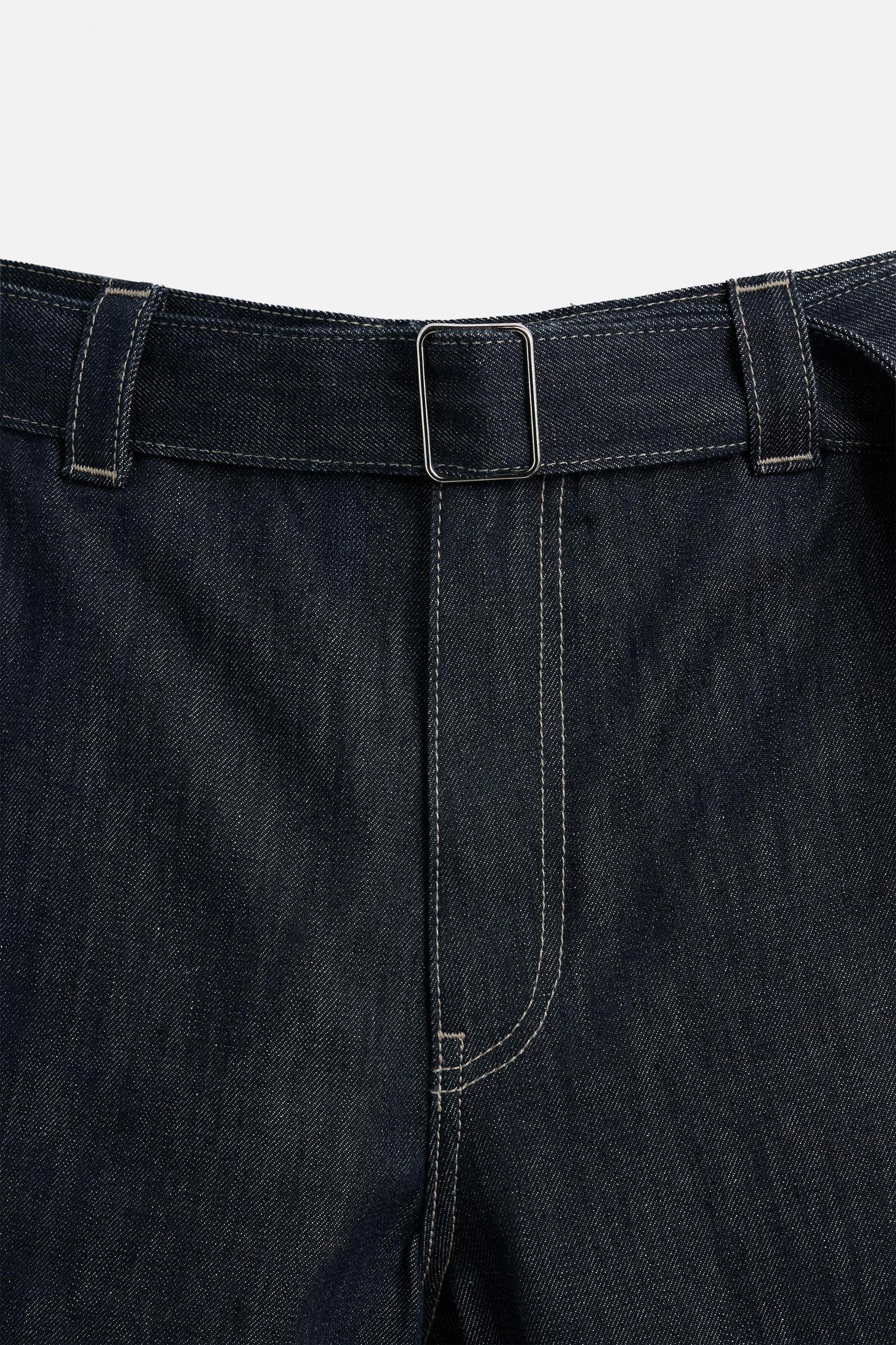 STRAIGHT FIT BELTED JEANS Product Image