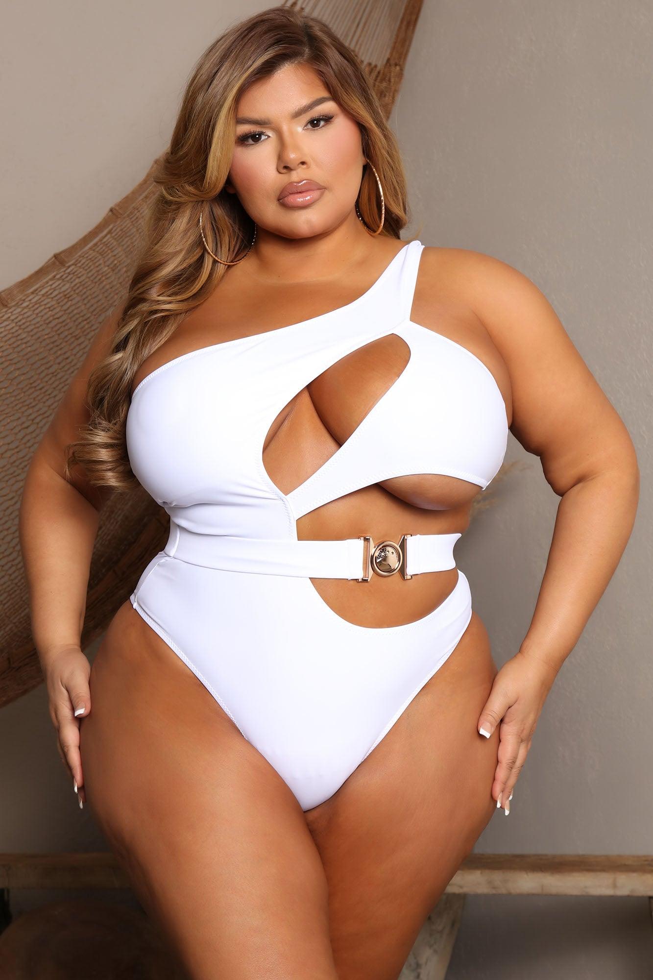 Vacation Memories Cutout One Piece Swimsuit - White Product Image