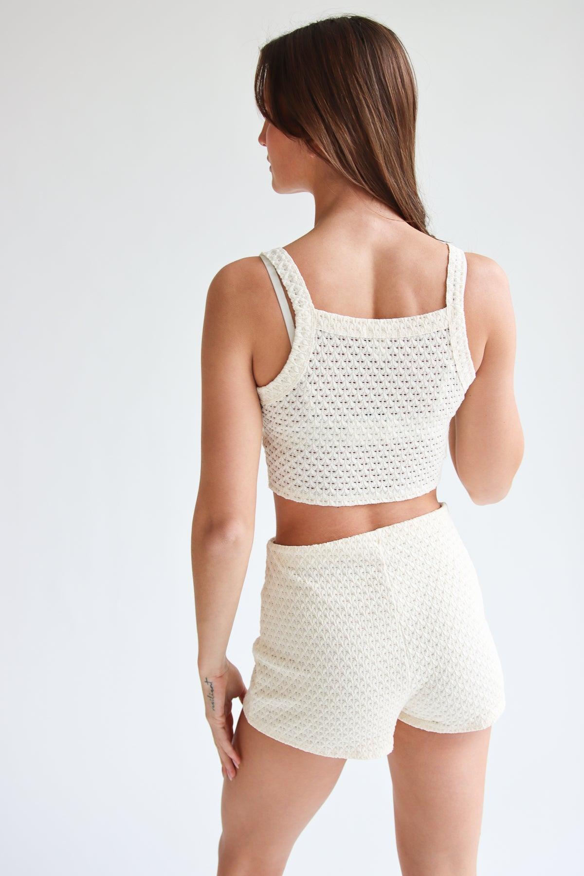 Textured Open Knit Lined Shorts Product Image