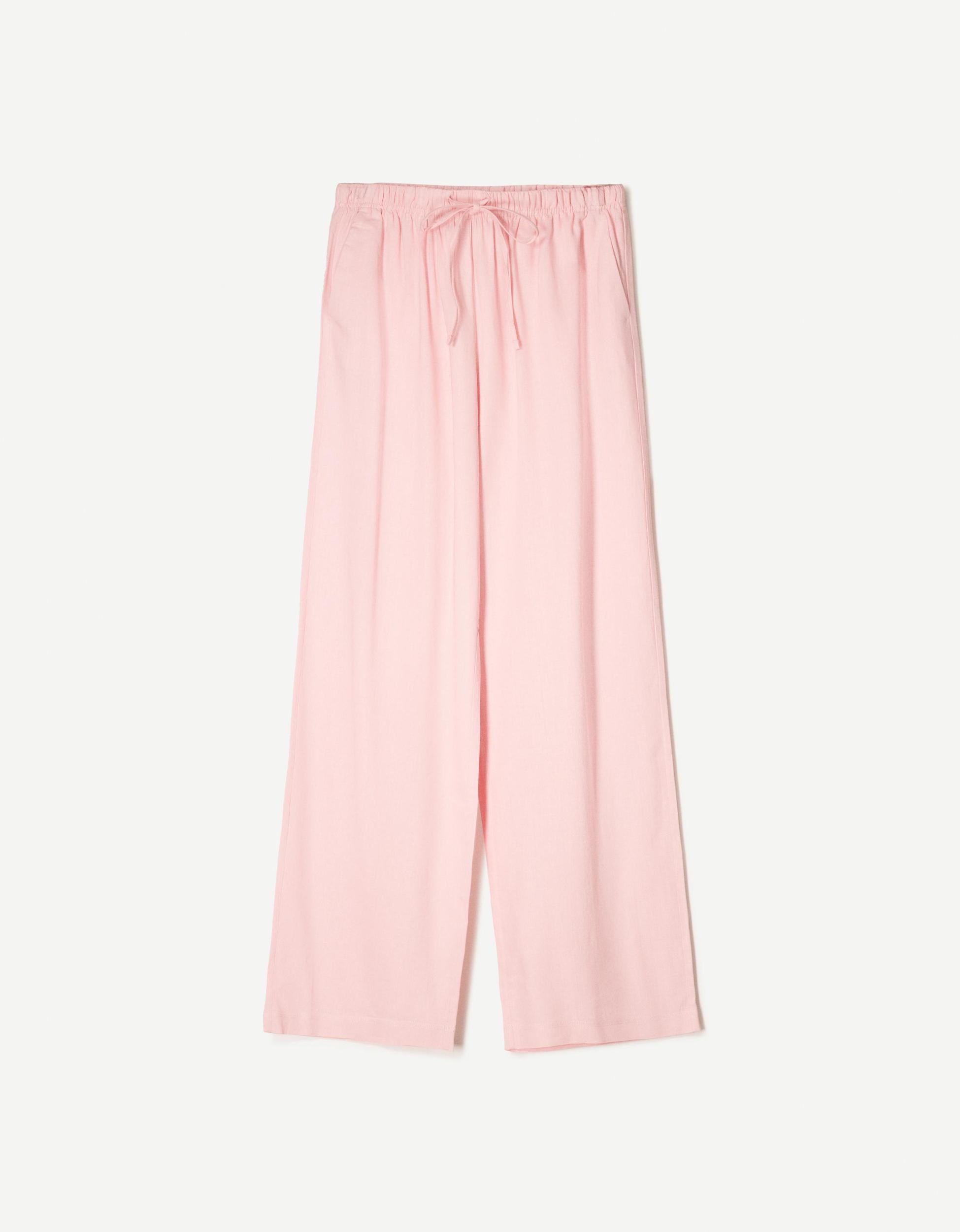 Linen blend pants with an elastic waistband Product Image