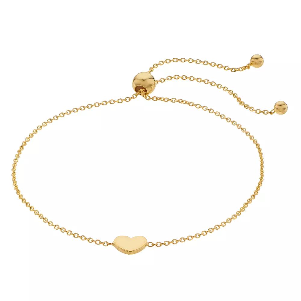 14k Gold Heart Lariat Bracelet, Women's, Size: 9.5" Product Image