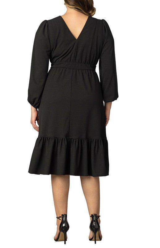 Portia Solid Long Sleeve Cocktail Dress - Plus Product Image
