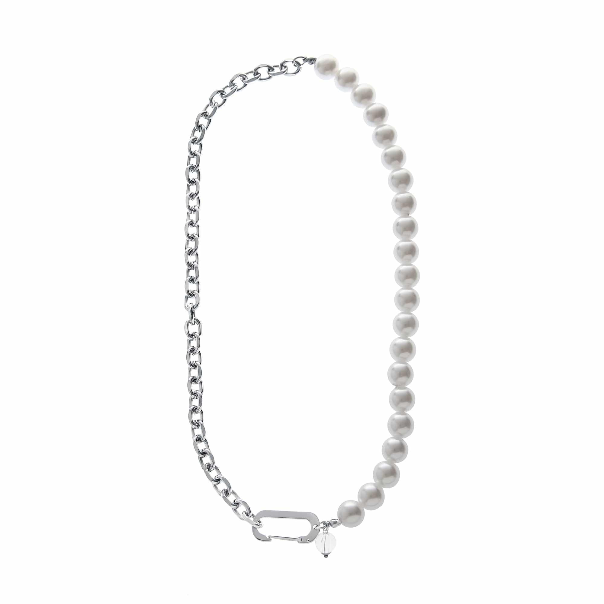 HALF PEARL HALF CHAIN NECKLACE Product Image