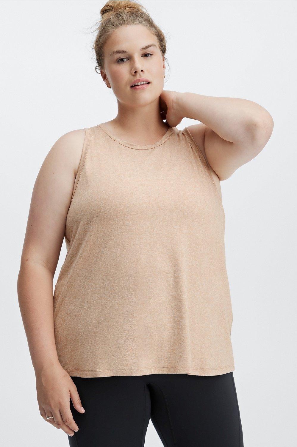 Fabletics Blake Open Back Twist Tank Womens Desert Heather Size L Product Image