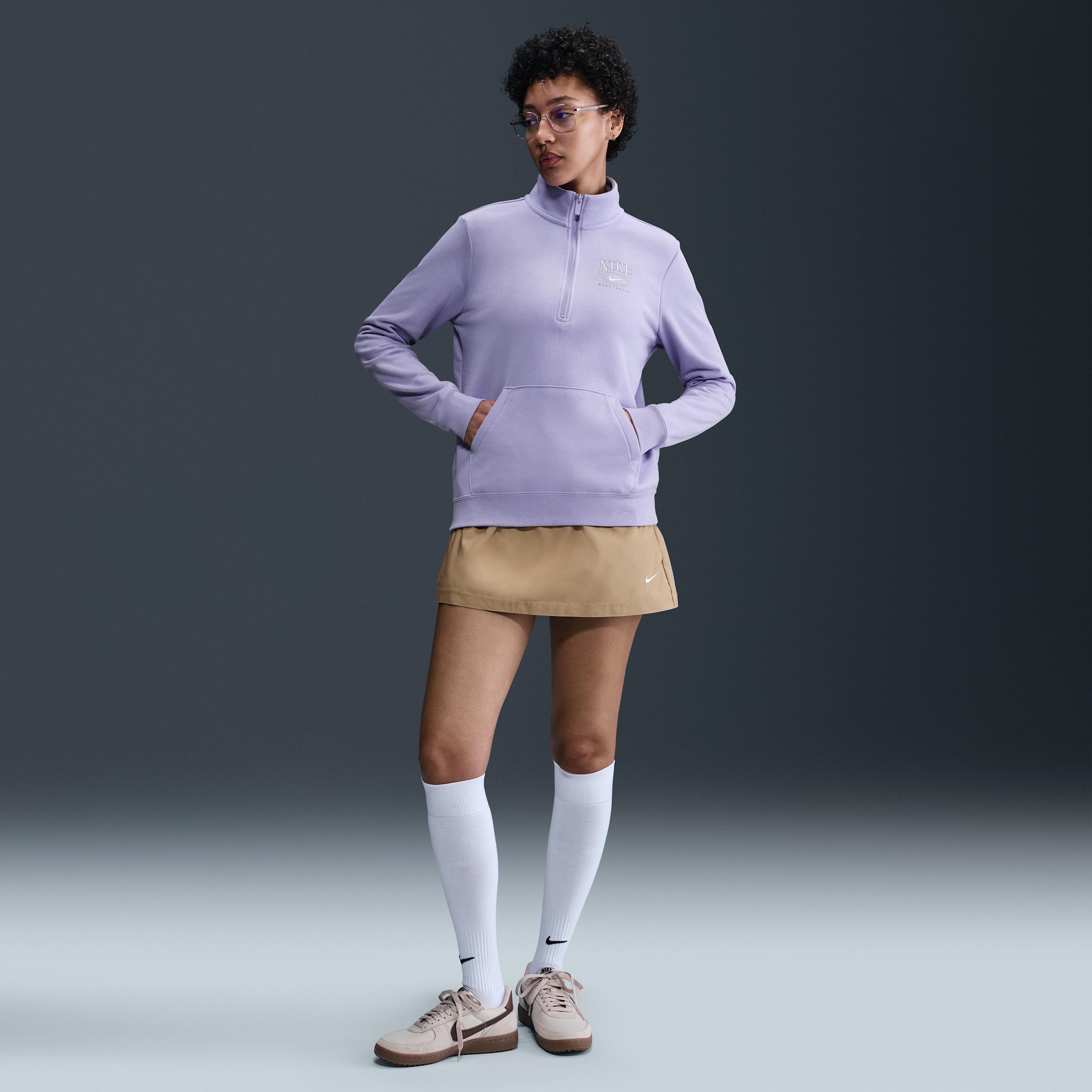 Womens Nike Sportswear Club Fleece Mock-Neck 1/2-Zip Graphic Top | HJ0985-533 Product Image