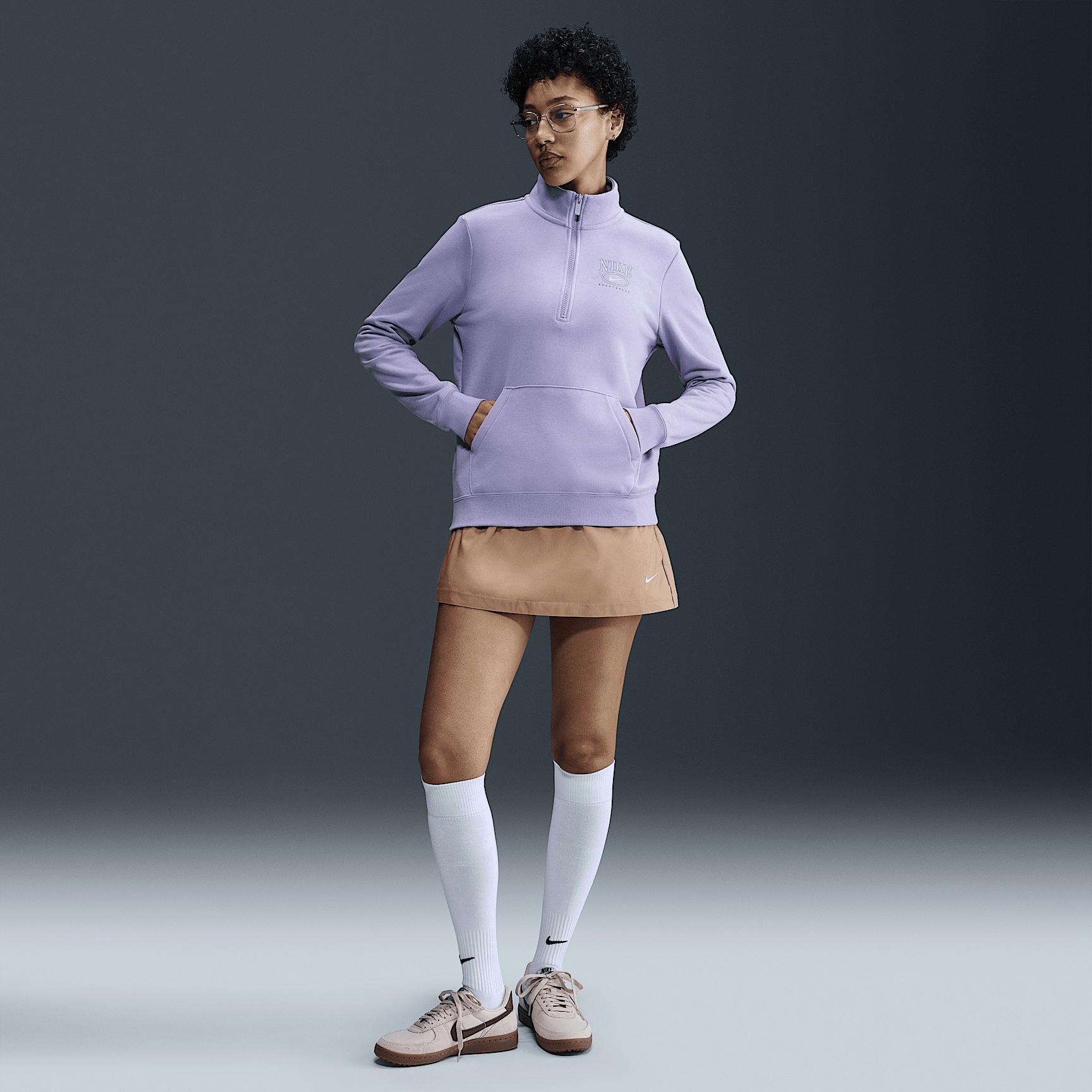 Womens Nike Sportswear Club Fleece Mock-Neck 1/2-Zip Graphic Top | HJ0985-533 Product Image