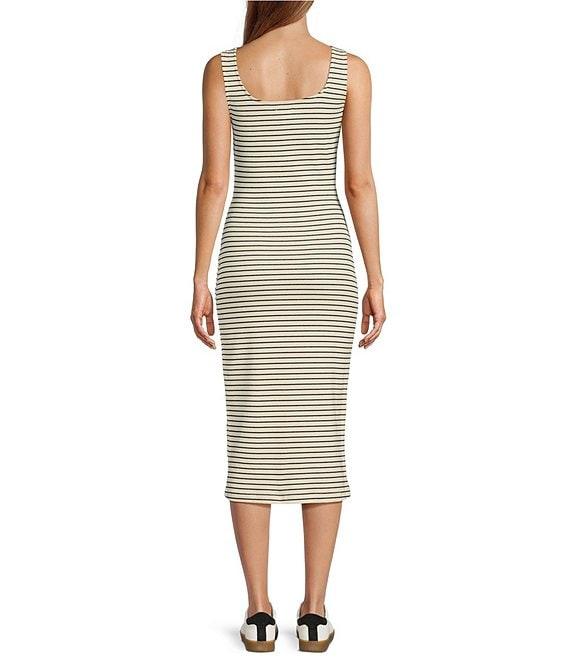 Every Square Neck Sleeveless Knit Stripe Midi Dress Product Image