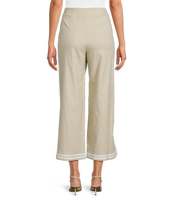 Trina Turk Abbey Stretch Linen Flat Front Notch Hem Crop Coordinating Pants Product Image
