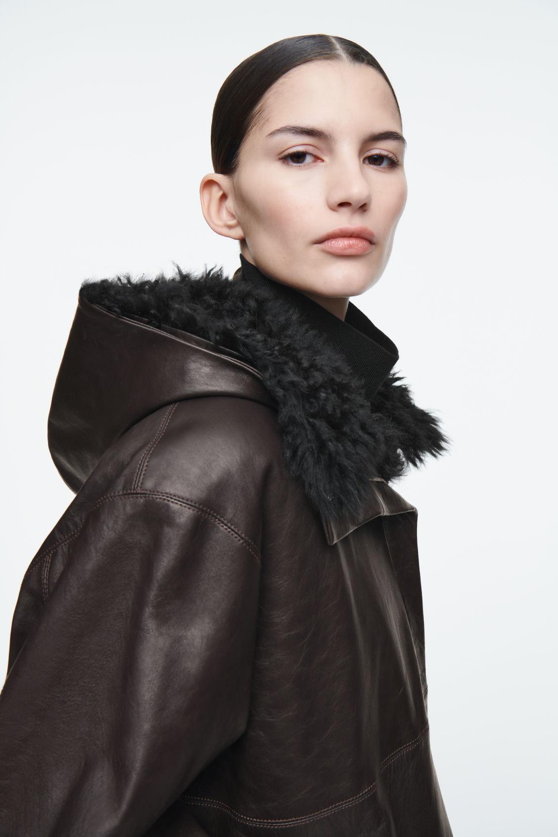 SHEARLING-LINED NAPPA HOODED JACKET Product Image