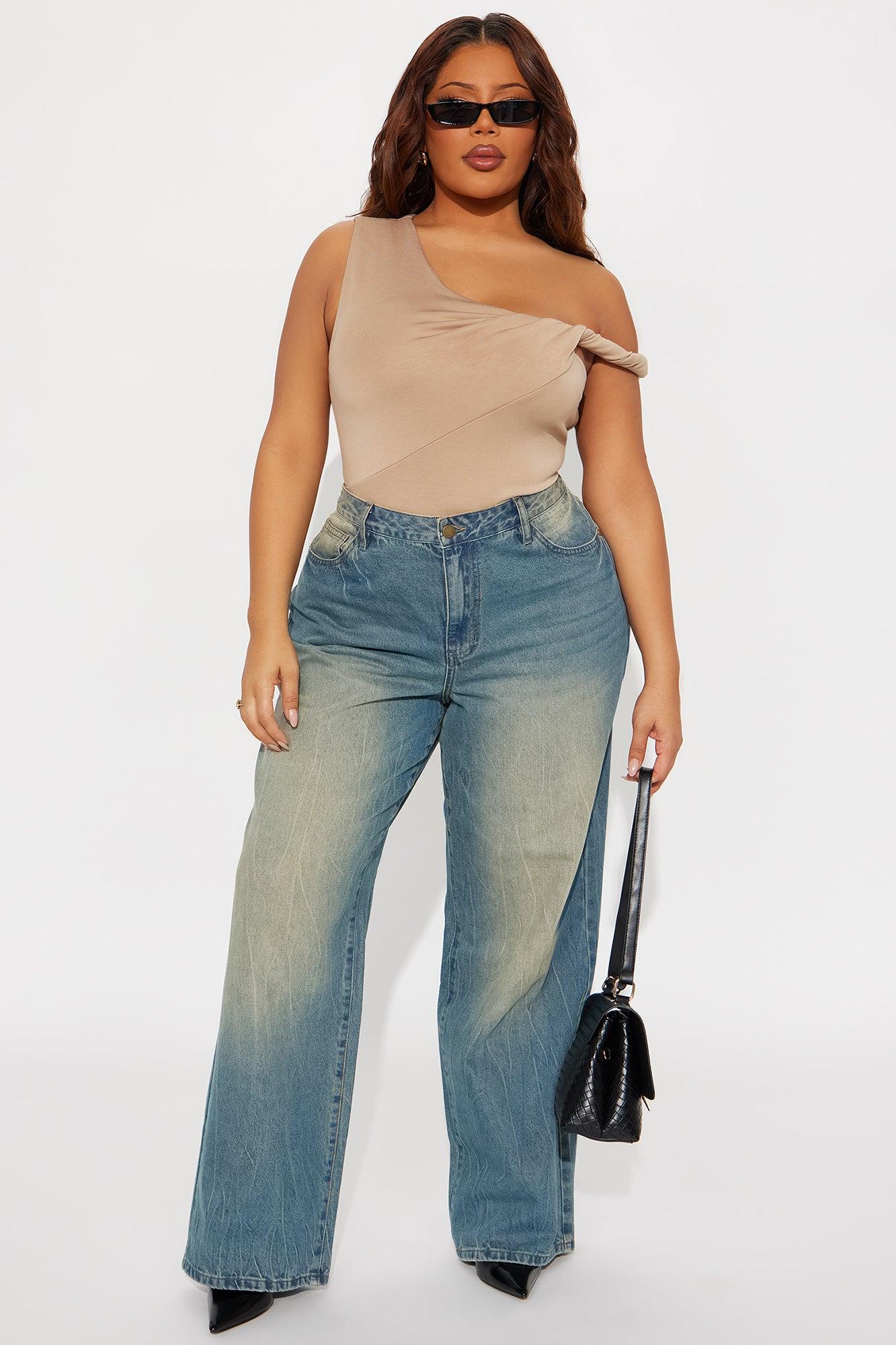 Midnight Views Twist Off Shoulder Bodysuit - Taupe Female Product Image