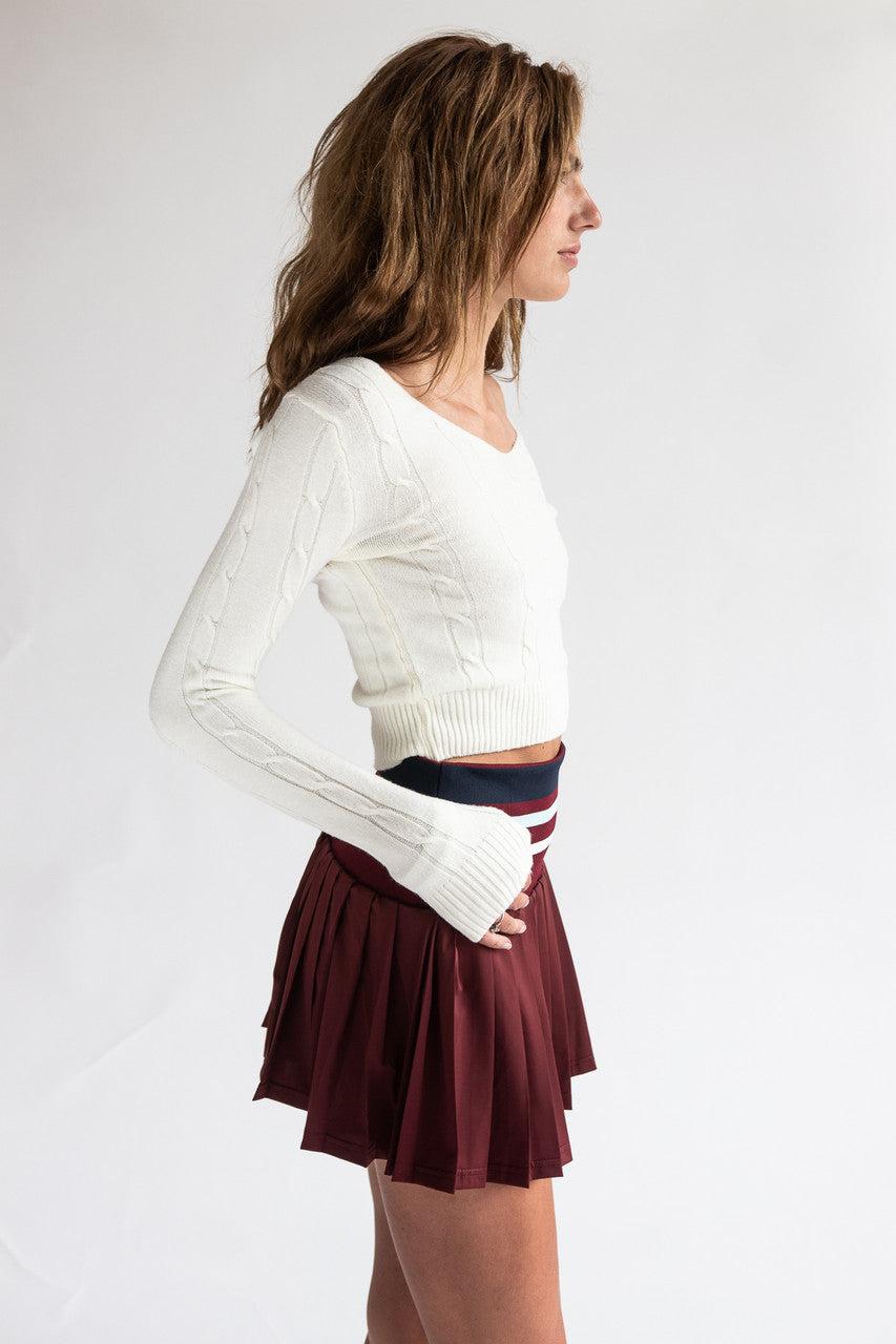 V Neck Cable Knit Pullover Sweater Product Image