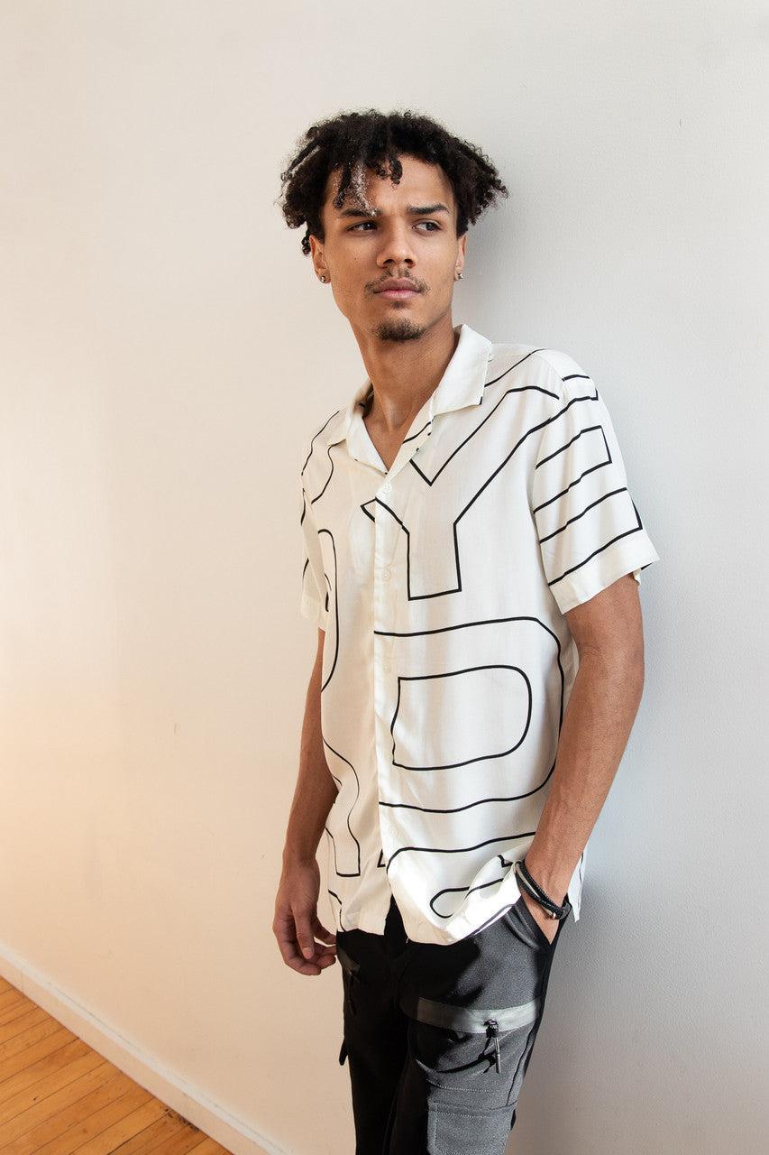Graphic Block Letter Button Up Shirt Product Image