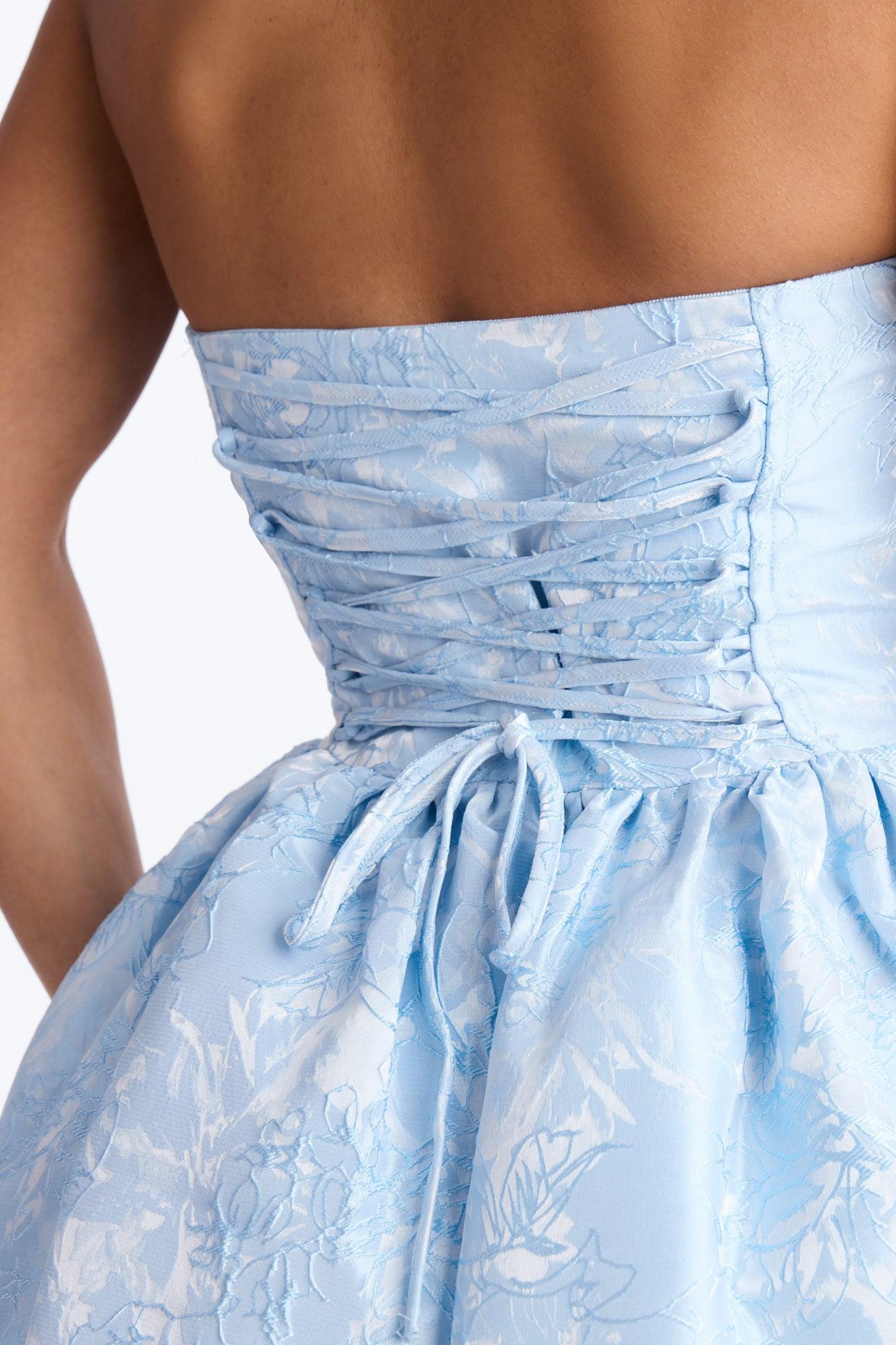 Pamela Floral Jacquard Midi Dress - Blue Female Product Image