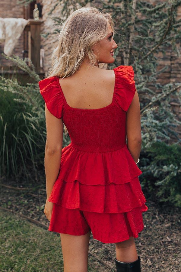 Find Me On The Dance Floor Ruffle Romper in Red Product Image