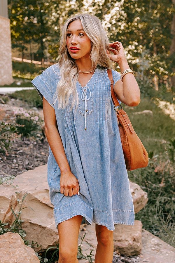 Small Town Cafe Chambray Mini Dress Product Image