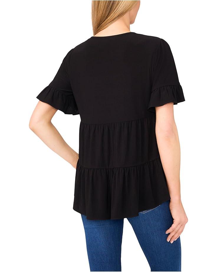 Short Sleeve Ruffle Detail High Low Top Product Image