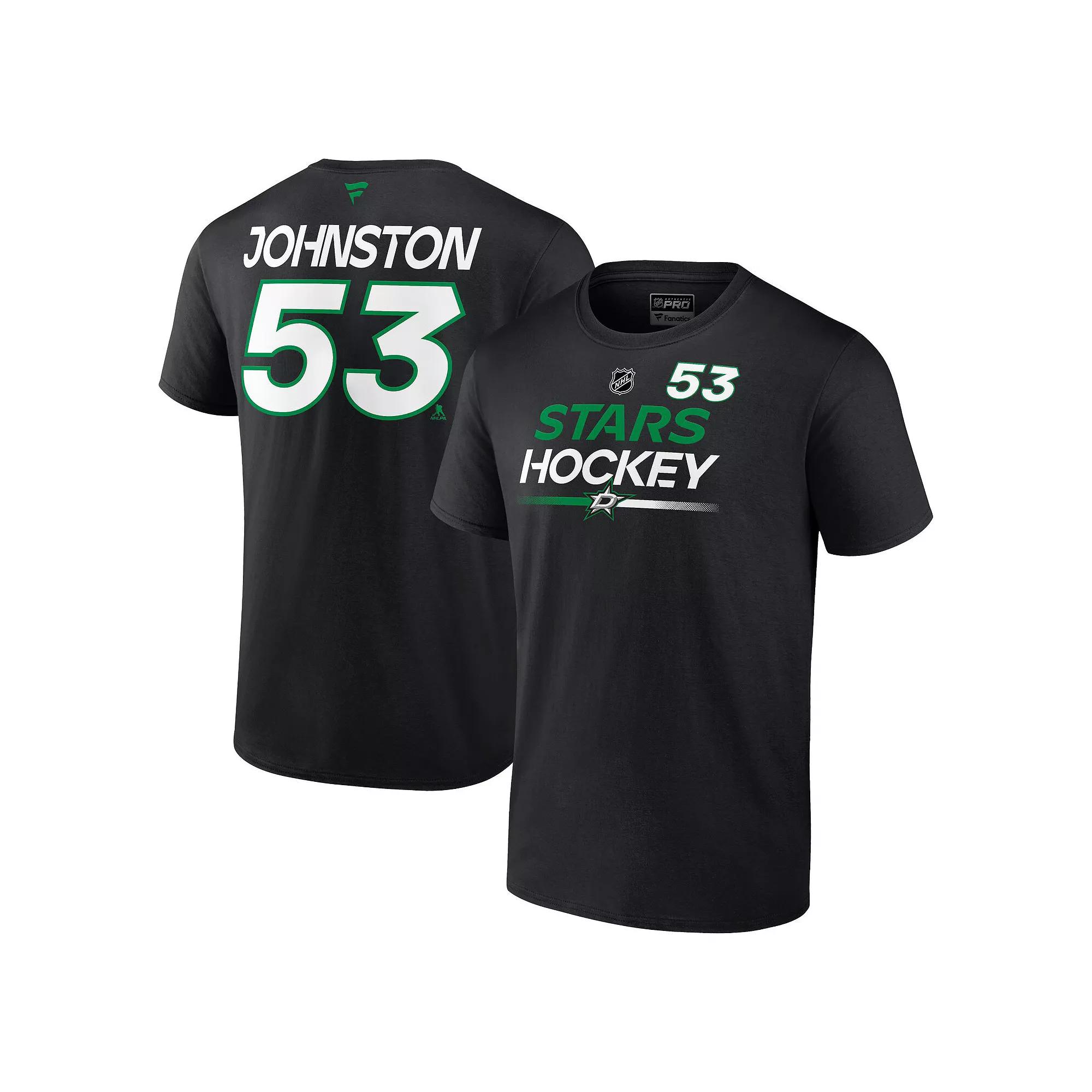 Men's Fanatics Wyatt Johnston Black Dallas Stars Authentic Pro Prime Name & Number T-Shirt,  Product Image