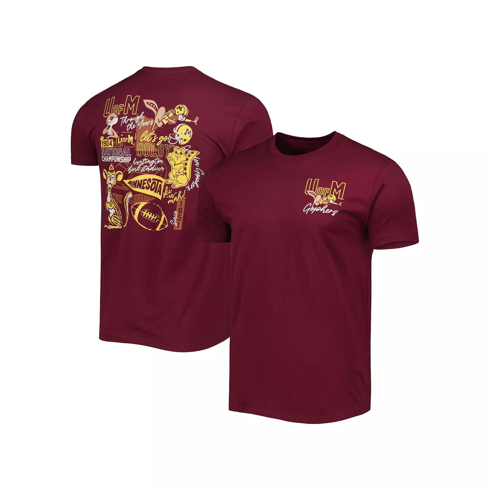 Men's Maroon Minnesota Golden Gophers Vintage Through the Years Two-Hit T-Shirt, Size: Large, Red Product Image