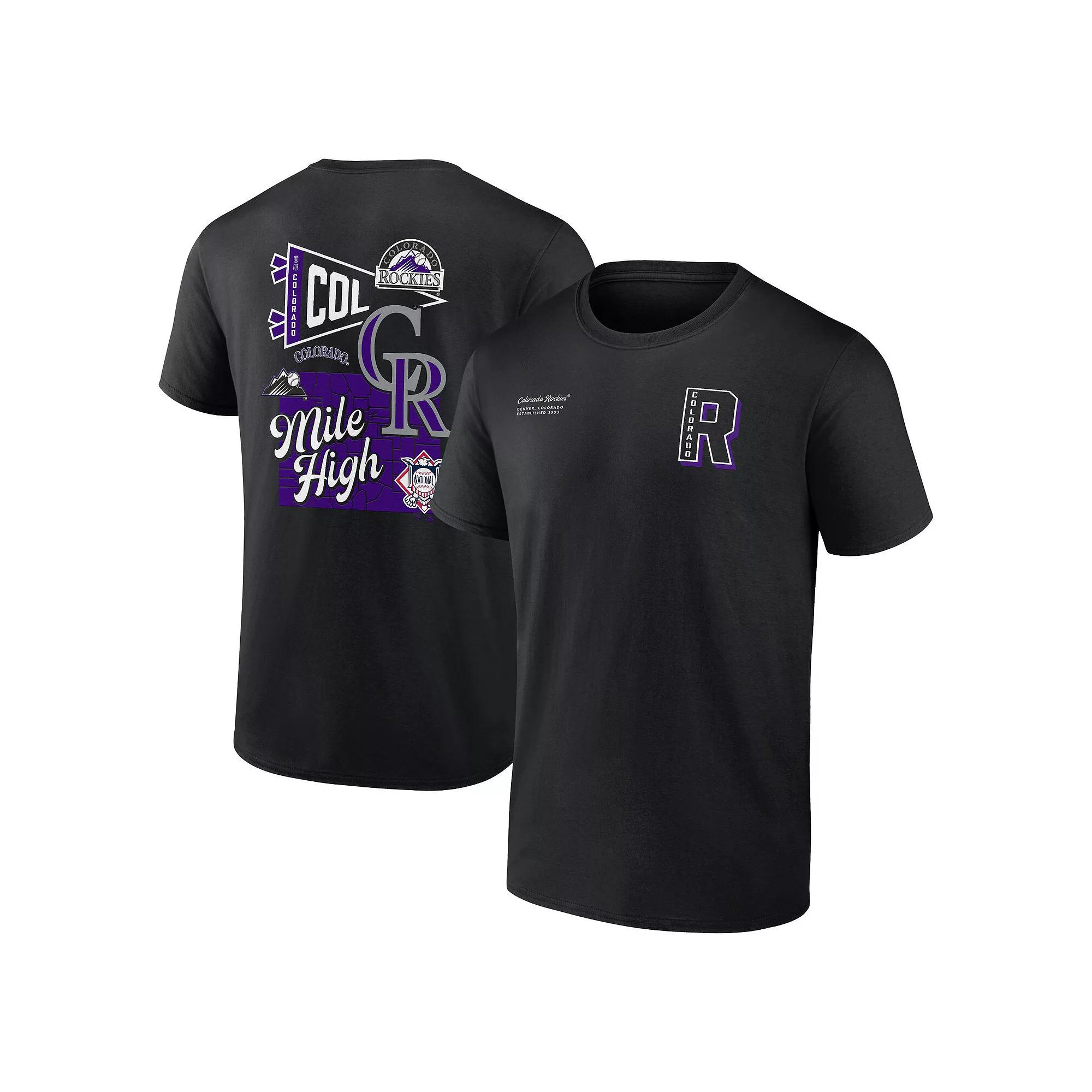 Men's Fanatics Branded Black Colorado Rockies Split Zone T-Shirt, Size: 2XL Product Image