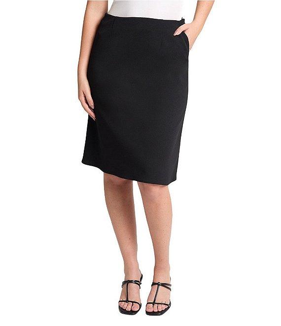 Ming Wang Solid Stretch Deco Crepe A-Line Skirt Product Image