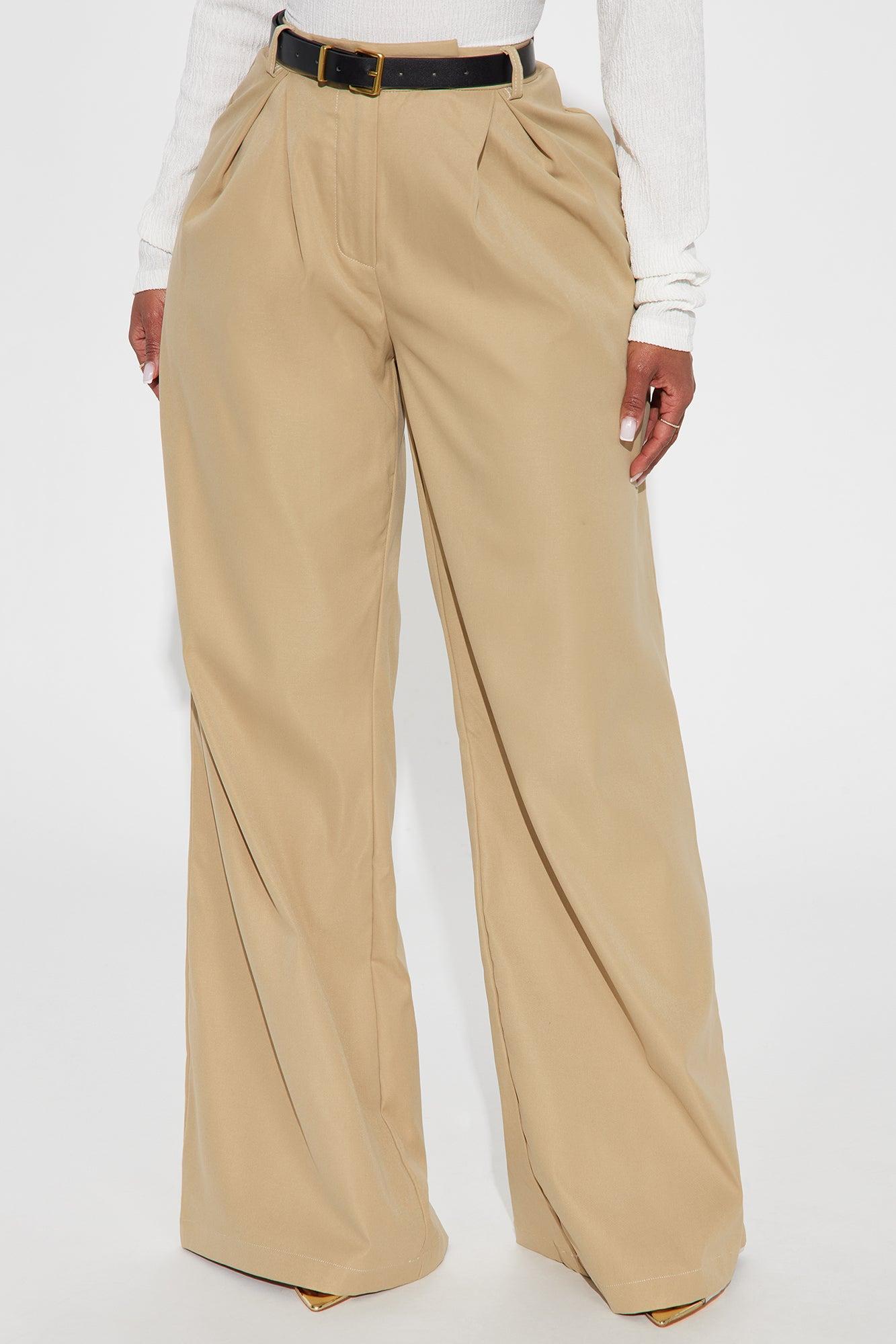 Business Casual Belted Trouser - Khaki Product Image