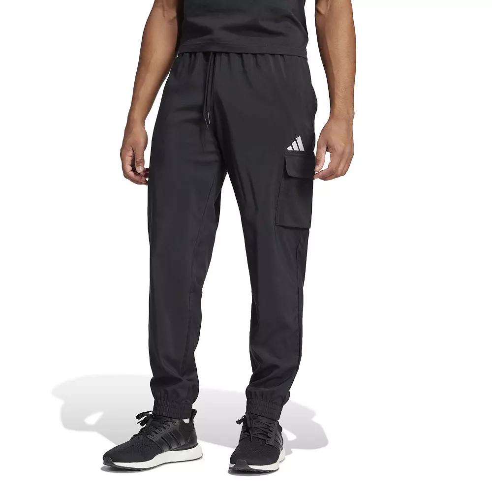 Men's adidas Essentials Small Logo Sportswear Cargo Pants, Size: Medium, Black Product Image