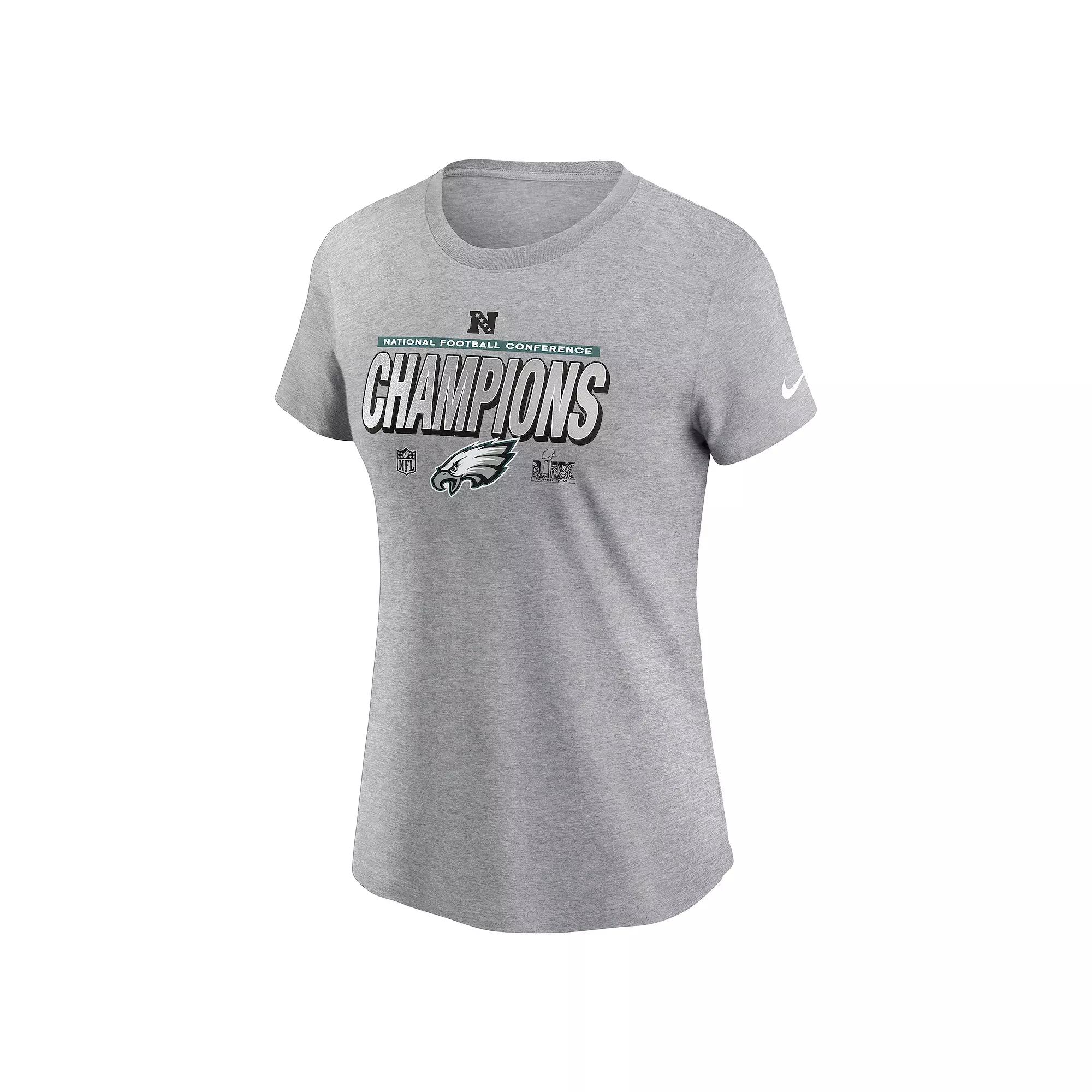 Women's Nike Philadelphia Eagles 2024 NFC Champions Locker Room Trophy Collection Graphic Tee, Size: XXL, Gray Product Image