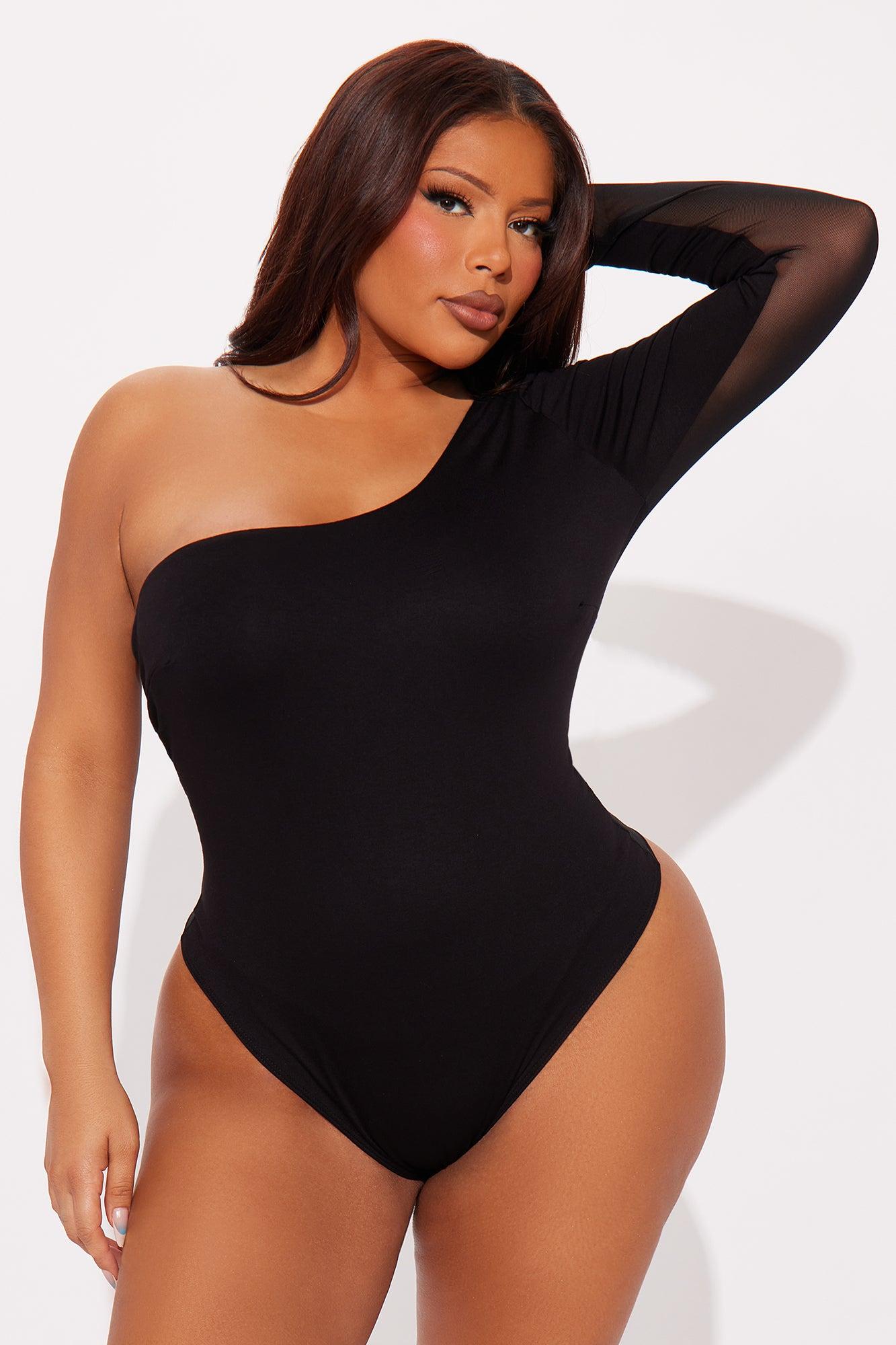 Juniper Long Sleeve One Shoulder Bodysuit - Black Female Product Image