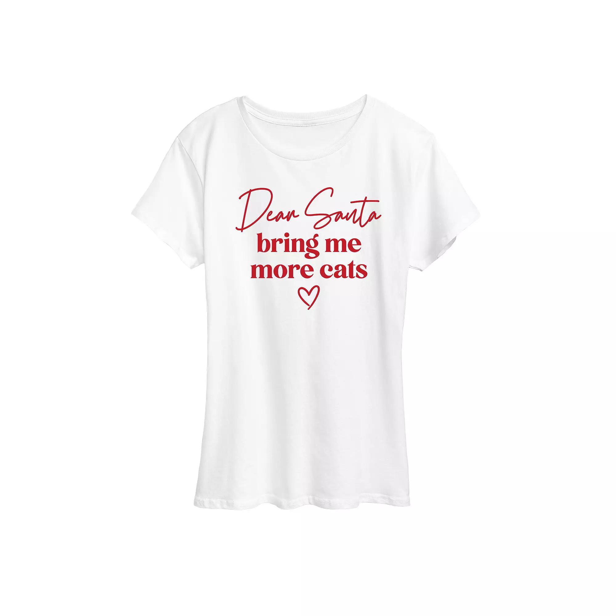 Women's "Bring More Cats Santa" Christmas Graphic Tee, Girl's,  Product Image