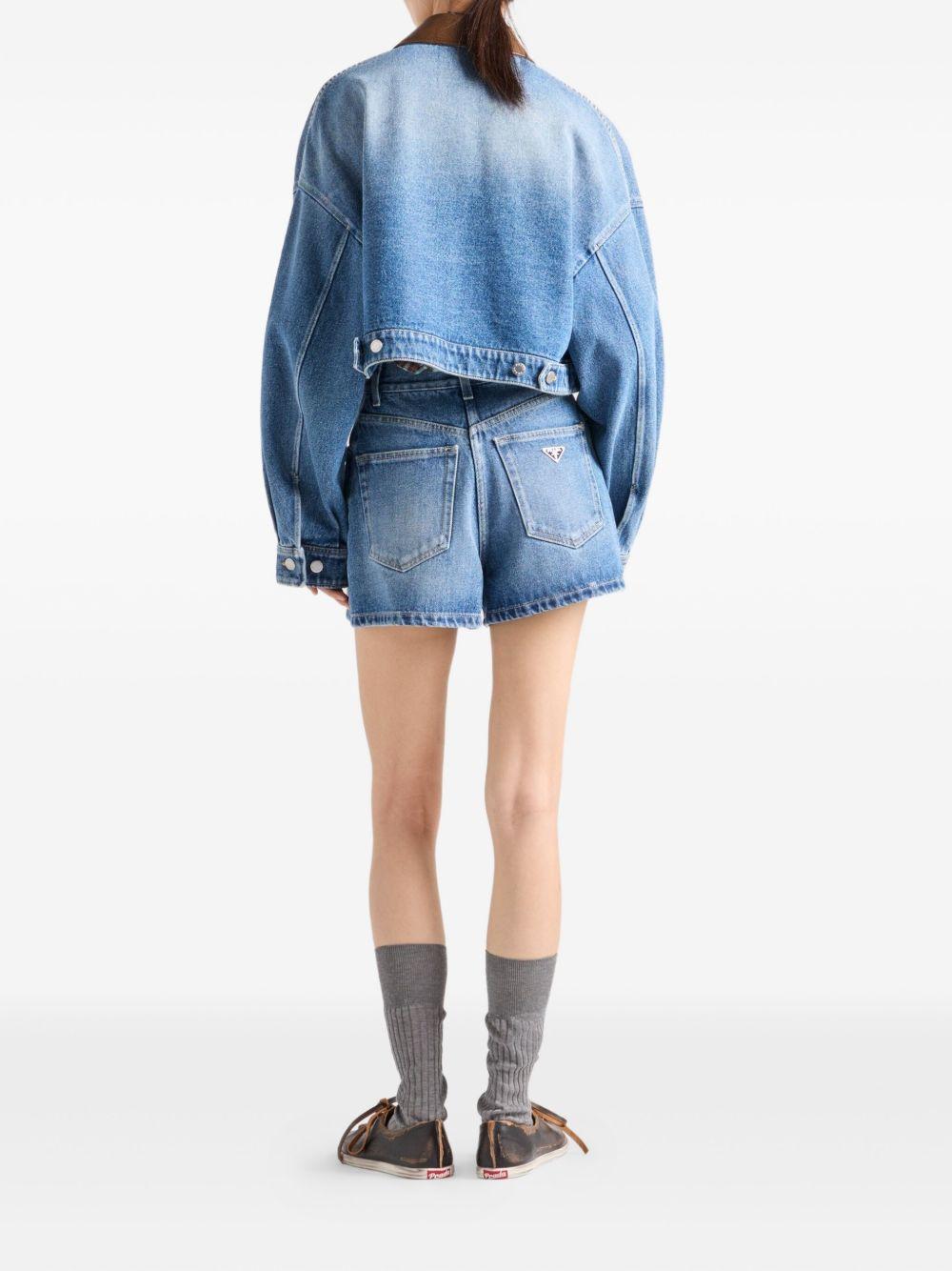 high-rise patch-pocket denim shorts Product Image