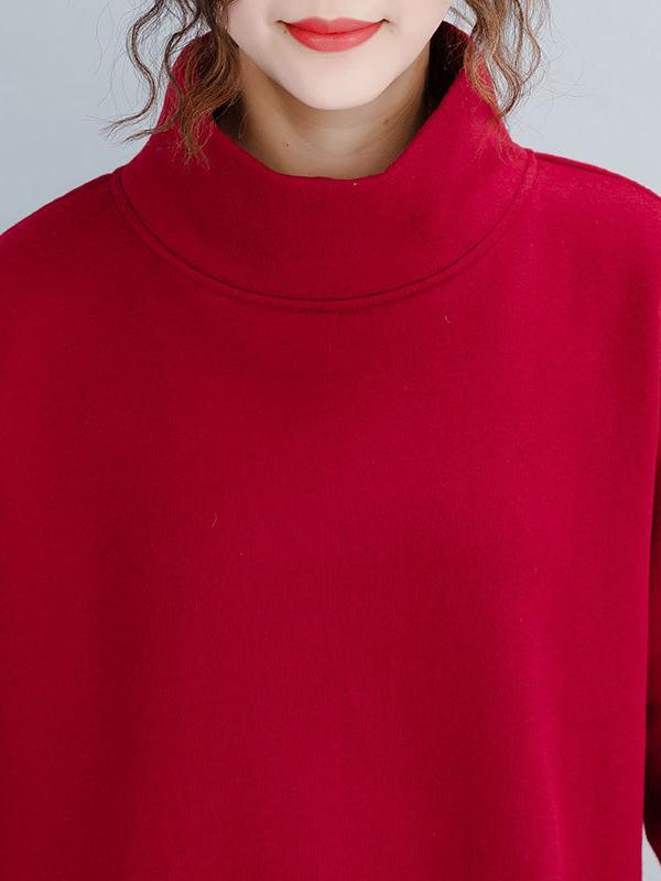 Loose Turtleneck Cropped Sweatshirt Product Image