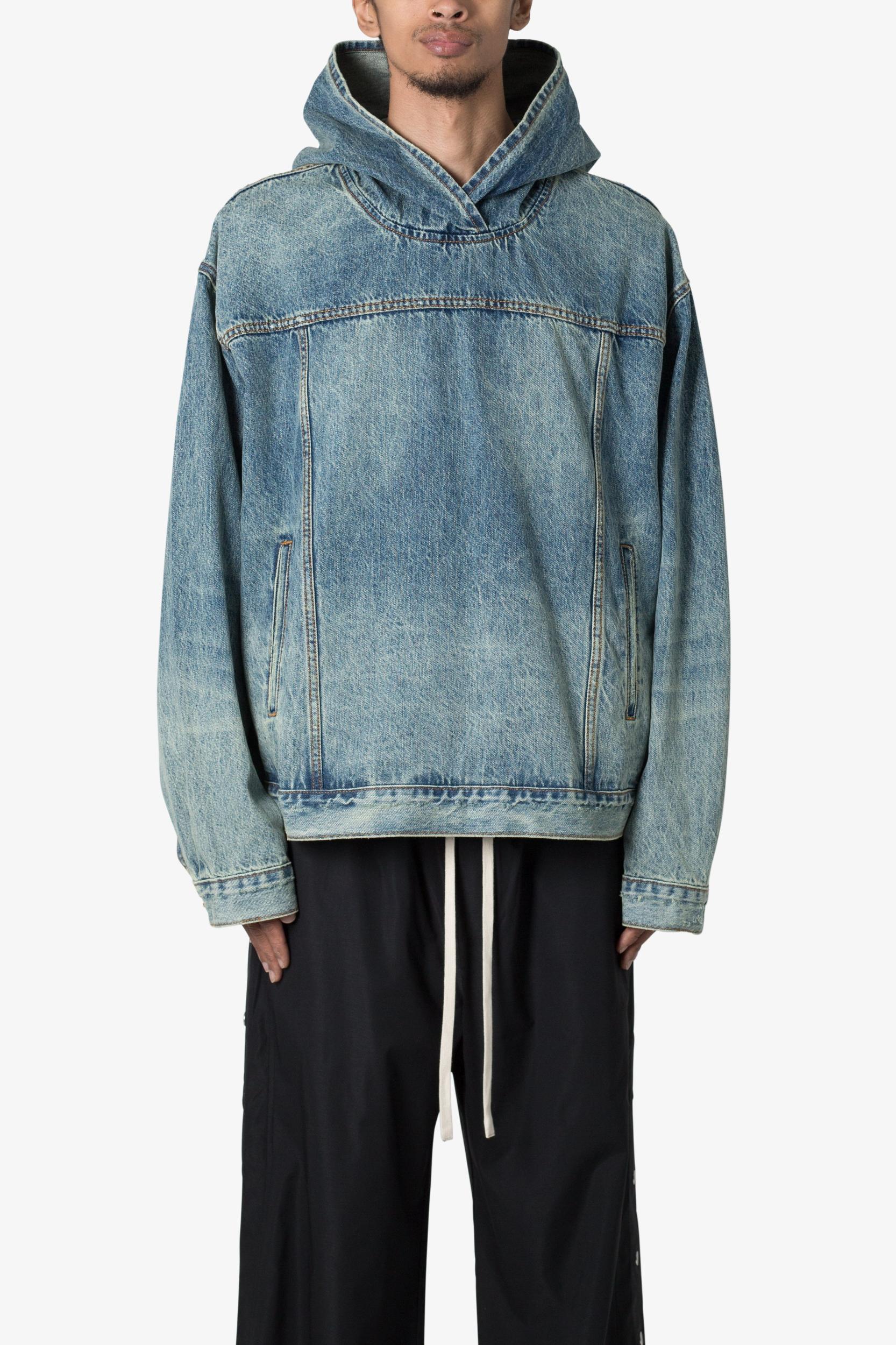 Denim Pullover Hoodie - Vintage Blue Product Image