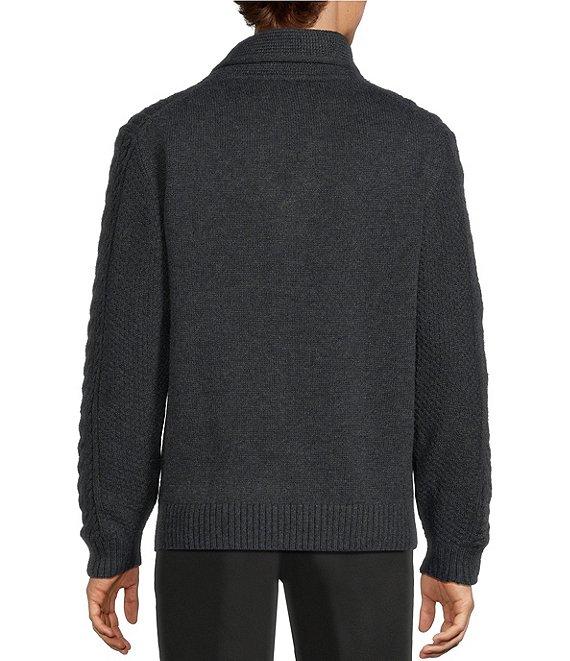 Roundtree & Yorke Long Sleeve Cable Knit Shawl Collar Wool Blend Cardigan Product Image