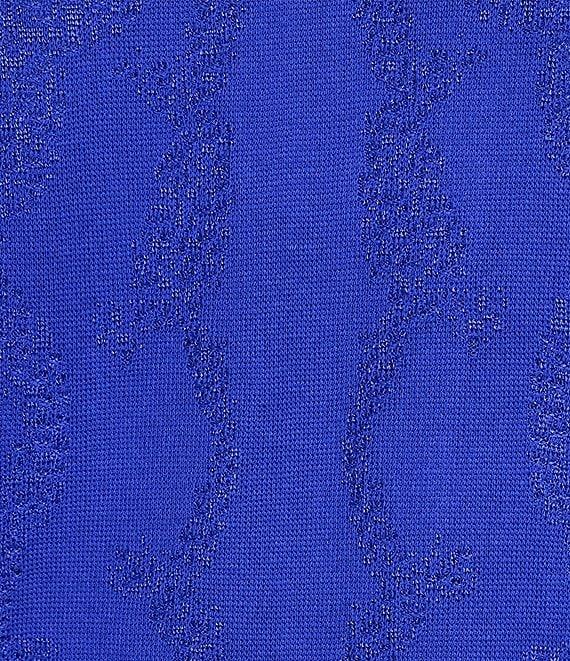 Ming Wang Plus Size Knit Crew Neck 3/4 Sleeve Ribbon Chain Trim Jacket Product Image