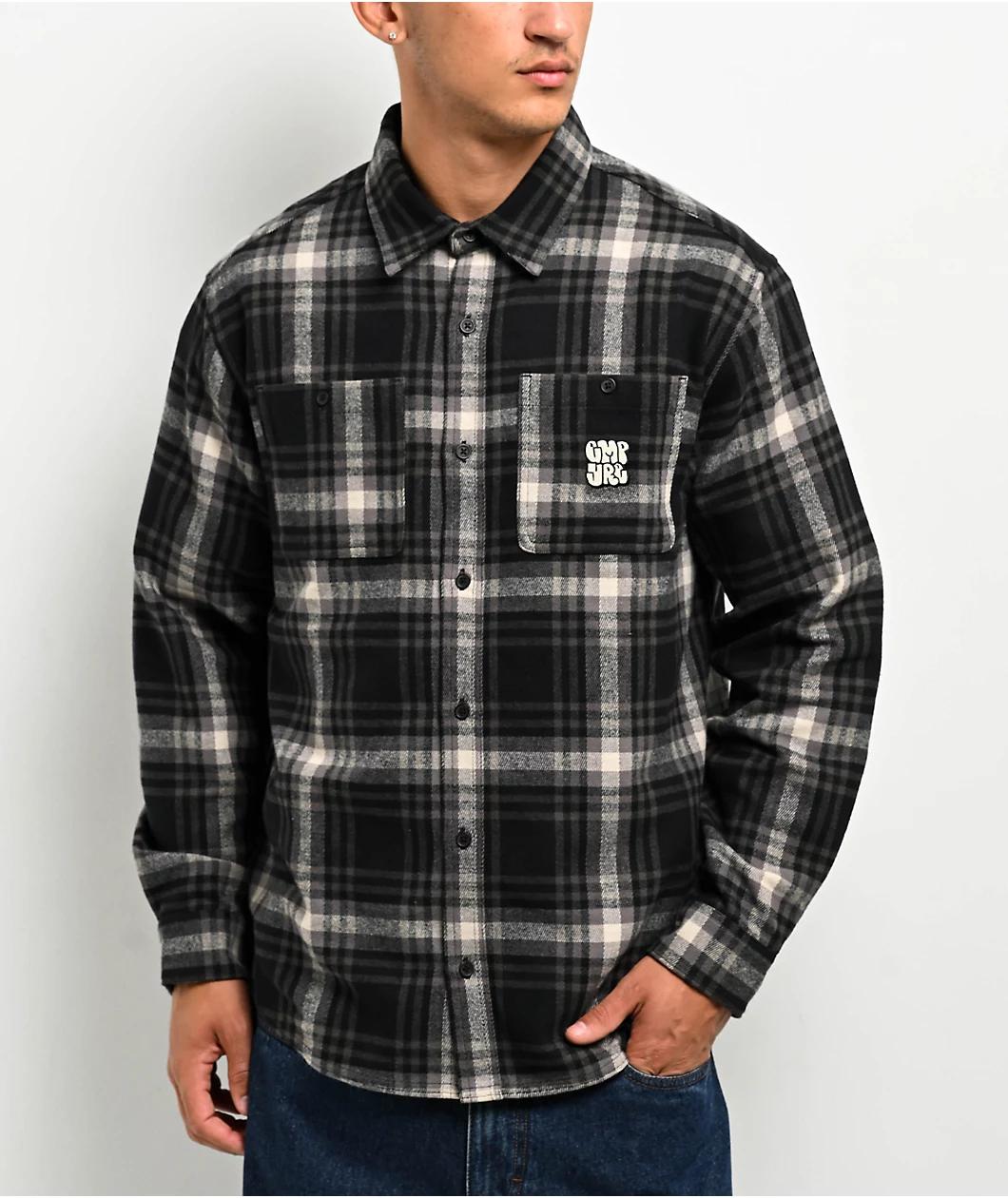 Empyre Browser Black & Grey Plaid Flannel Shirt Product Image