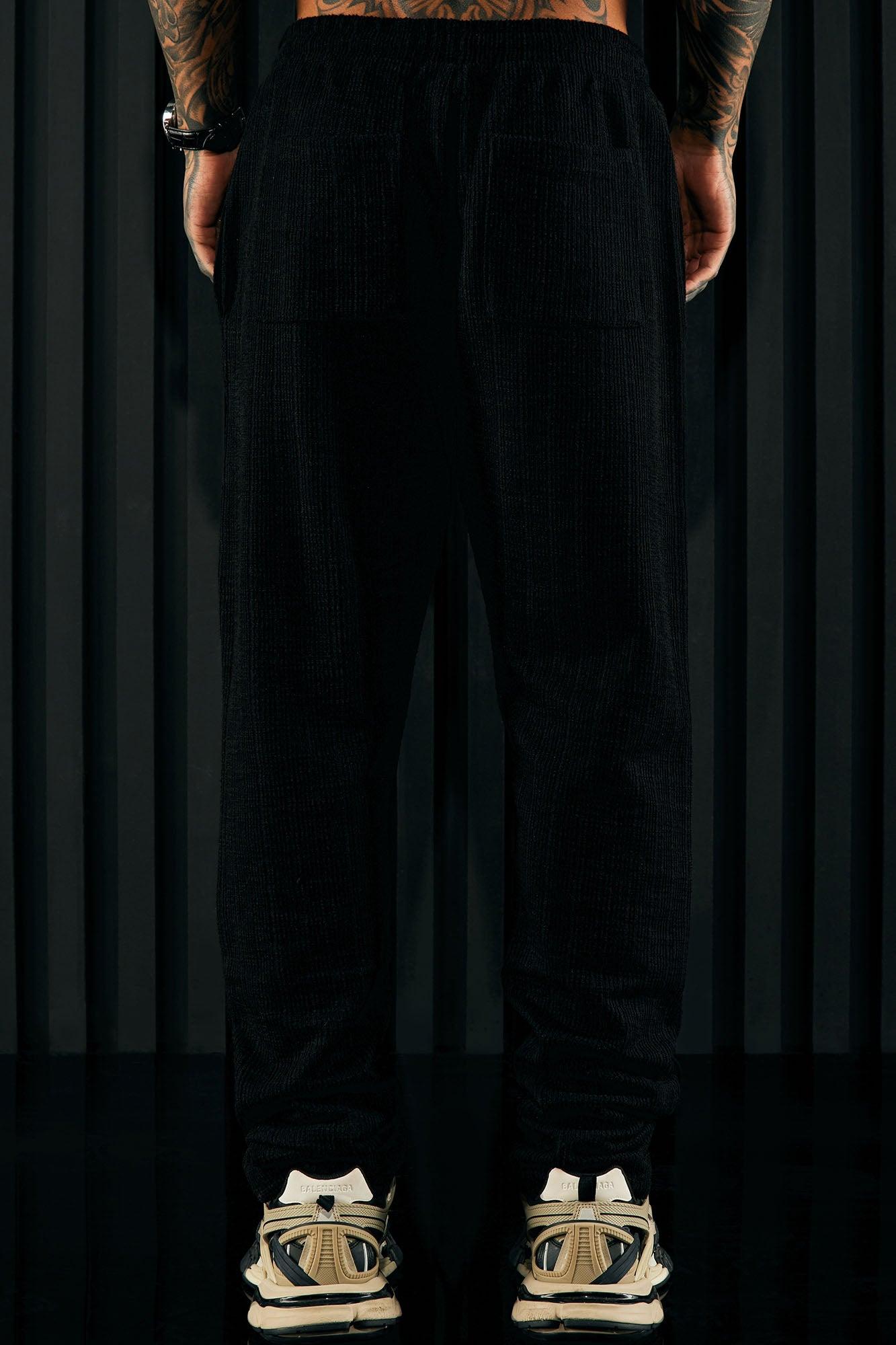 Dean Textured Slim Pants - Black Product Image